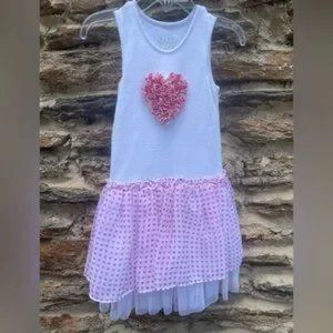 Pippa & Julie girl's Rosette heart dress Pink and White size 4